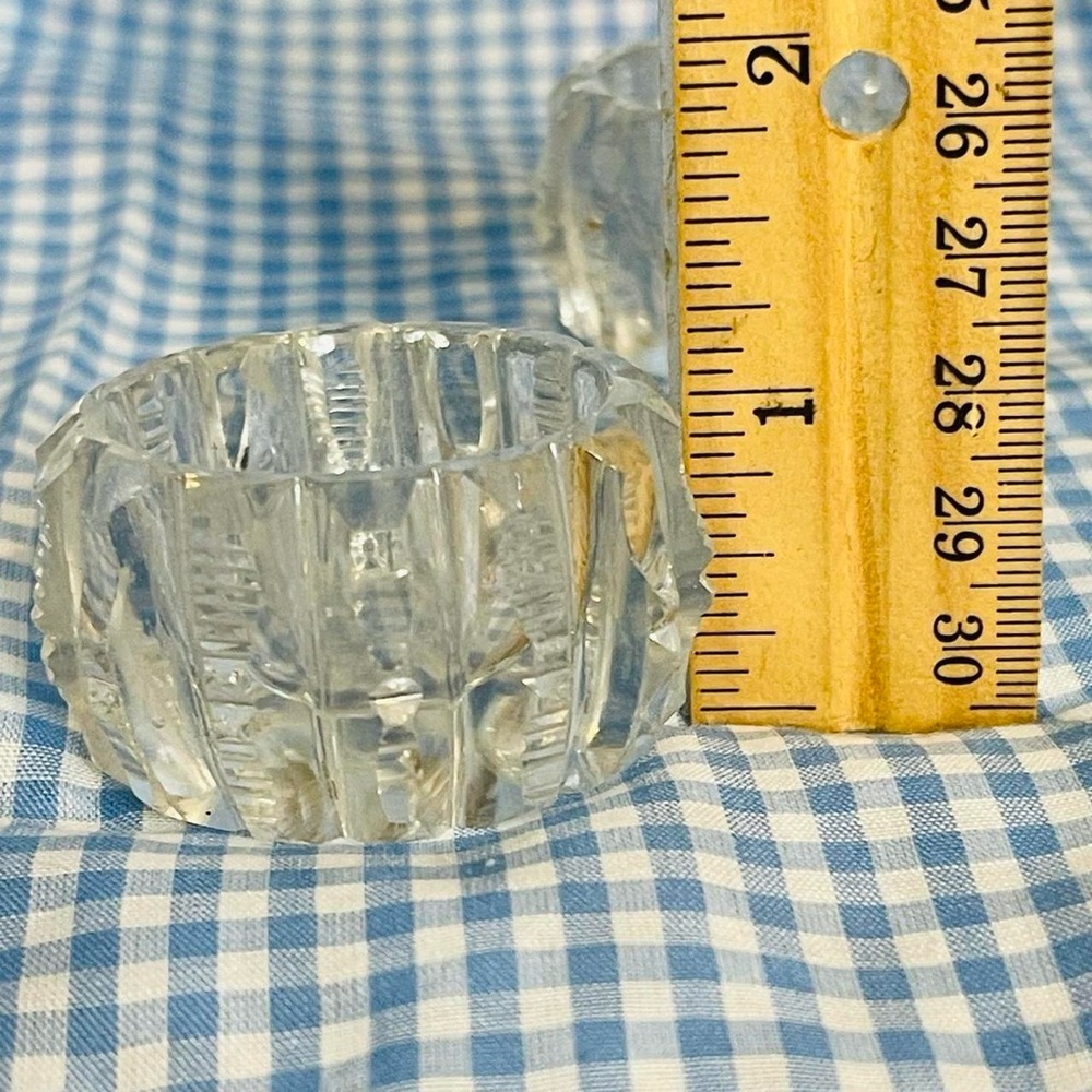 Vintage Cut Glass Set of 2 Salt Cellars Kitchen Dining Table Fancy Seasoning - Picture 6 of 6